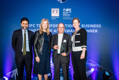 Left to right: Ravi Mattu, Financial Times (FT); Vivienne Ming, Socos Labs; Prof. Uri Shani, Chairman & CTO, N-Drip; Kelly Widelska, International Finance Corporation (IFC); London, June 13, 2019, FT/IFC Transformational Business Awards.