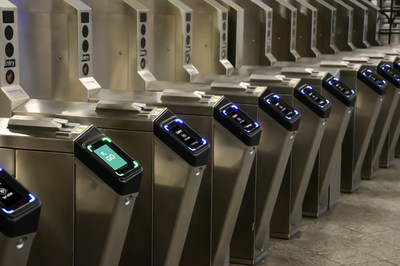 OMNY card readers at turnstiles