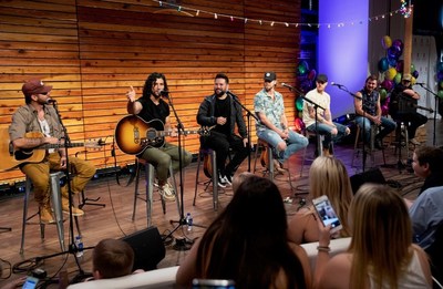 Pictured L-R: Canaan Smith, Dan + Shay’s Dan Smyers and Shay Mooney, Florida Georgia Line’s Brian Kelley and Tyler Hubbard, Morgan Wallen, and HARDY perform at a surprise concert for patient families at St. Jude Children’s Research Hospital, Saturday, June 15, 2019.