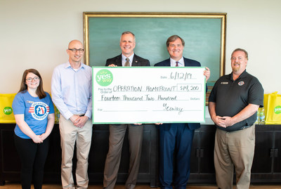 Yesway joined with Operation Homefront during a check presentation ceremony held at the chain's corporate offices in Beverly, MA, June 12, 2019. Pictured left to right: Kaylyn Lockyer, Program Coordinator, Operation Homefront; Jerami Davidson, Associate General Counsel, Yesway, Corporal, USMC; John I. Pray, Jr., President & CEO, Operation Homefront, Brig Gen, USAF (Ret.); Thomas Nicholas Trkla, Chairman and CEO, Yesway; Joe O'Hara, Area Director, Northeast, Operation Homefront.