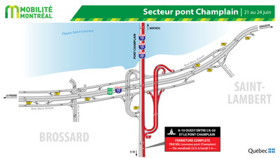 Pont Champlain, secteur 10-132, FDS du 21 juin (Groupe CNW/Ministre des Transports)