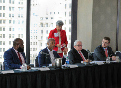 (from left to right): Ja'Ron Smith, Deputy Assistant to the President, The White House; Henry Childs II, National Director for the Minority Business Development Agency; Tom Gilman, CFO and Assistant Secretary of Administration for the U.S. Department of Commerce;  and Kevin Preskenis, Chief of Staff, Office of the Assistant Secretary and CFO, U.S. Department of Commerce