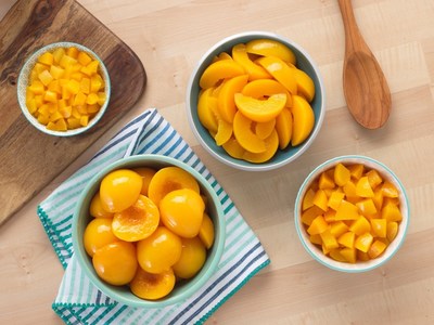 California Cling Peaches In Halves, Slices, Diced or Chunks are perfect for cooking and baking.