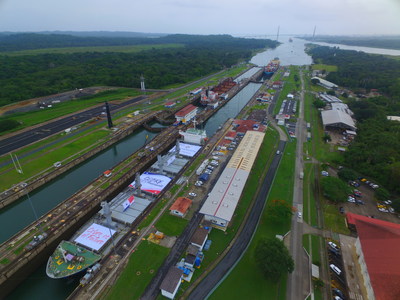 The Missy Enterprise going through the Panama Canal with the first copper concentrate shipment from First Quantum’s Cobre Panama Mine. (CNW Group/First Quantum Minerals Ltd.)