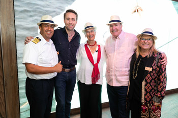 The Celebrity Flora Naming Ceremony brought together distinguished guests, employees and crew members to commemorate the debut of Celebrity Flora, the first ship of its kind designed specifically for the Galapagos Islands.

(From left to right: Captain Vladimir Armas, Captain, Celebrity Flora; Philippe Cousteau. Jr., Co-Founder, EarthEcho International; Yolanda Kakabadse, Celebrity Flora Godmother; Richard D. Fain, Chairman and CEO, Royal Caribbean Cruises Ltd.; and Lisa Lutoff-Perlo, President and CEO, Celebrity Cruises)