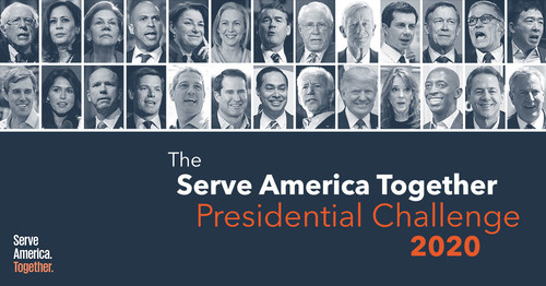 Serve America Together campaign kicks off and challenges all 2020 presidential candidates to commit to make national service a priority in their first 100 days in office and to release bold plans to expand and transform national service in America.