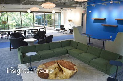 Employee library at insightsoftware’s new worldwide headquarters at the Forum office complex in North Raleigh