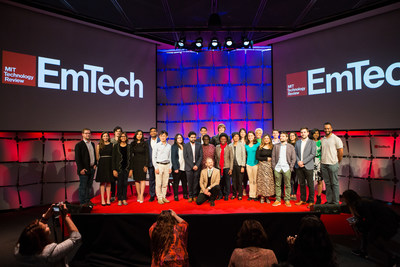 Gideon Lichfield, Editor-in-Chief of MIT Technology Review, and the 2018 Innovator Under 35 honorees at EmTech MIT 2018