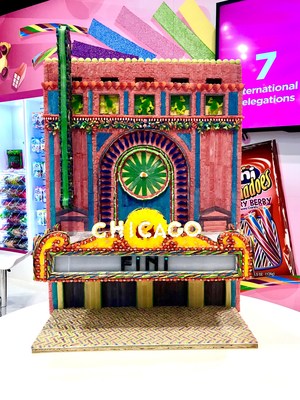 For this year’s Sweets & Snacks Expo, Fini Sweets paired with renowned candy artists to create a 4.5-foot rendering of The Chicago Theatre using Fini candy as its medium.