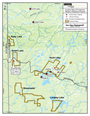 Location Map of Purepoint’s Western Athabasca Projects (CNW Group/Purepoint Uranium Group Inc.)