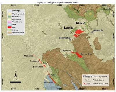 Figure 2 – Geological Map of Mercedes Mine (CNW Group/Premier Gold Mines Limited)