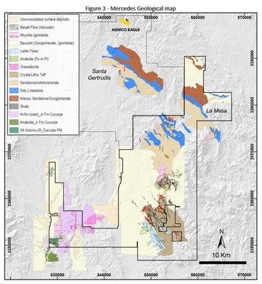 Figure 3 - Mercedes Geological map (CNW Group/Premier Gold Mines Limited)