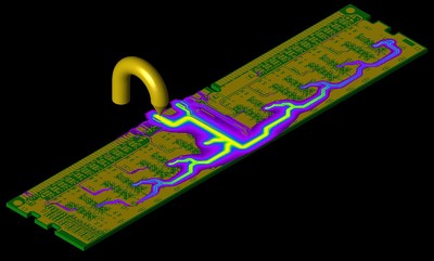 Electric fields during an ESD test in XFdtd.