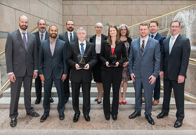 On behalf of the Board of Trustees, Riverside Research congratulates the following individuals: Back row (L to R) Lawrence H. O'Neill Award Winners: Sean Sides, Paul Frank, Genevieve Hankins, Tracey Brinckman, and Matthew Moffatt Front row (L to R) Ralph J. Mastrandrea Award Winners: Robert Groves, Farhaan Razi, John Bauer III, Lisa Williams, and Nathan Zechar Also pictured is President and CEO Dr. Steven Omick (front row, far right).