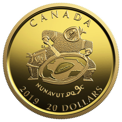 La pièce en or pur de la Monnaie royale canadienne marquant le 20e anniversaire du Nunavut (Groupe CNW/Monnaie royale canadienne)