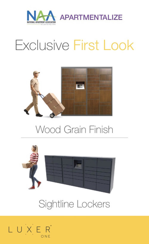 The package locker technology company, Luxer One, will be exhibiting at the National Apartment Association’s 2019 Apartmentalize Expo at booth 380. The company will offer a first look at its new locker options, featuring industry-first wood grain finishes and reduced height towers.