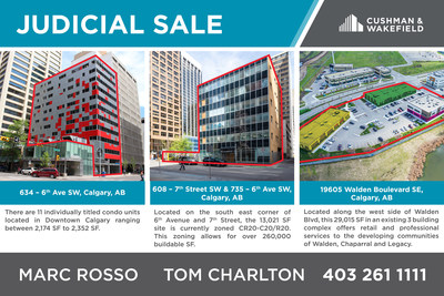 Cushman & Wakefield ULC - Three Judicial Listings (CNW Group/Cushman & wakefield ULC)