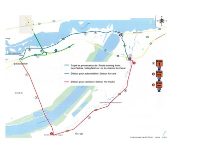 Plan des chemins de dtour (Groupe CNW/A30 Express)