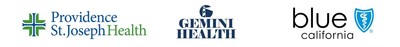 Logos for Providence St. Joseph Health, Gemini Health and Blue Shield of California