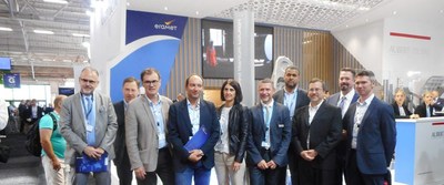 Representatives from IRT Saint Exupery, Aubert & Duval, Airbus, and Sciaky, Inc. during the 2019 Paris Air Show. Representatives from IRT Saint Exupery, Aubert & Duval, Airbus, and Sciaky, Inc. during the 2019 Paris Air Show.