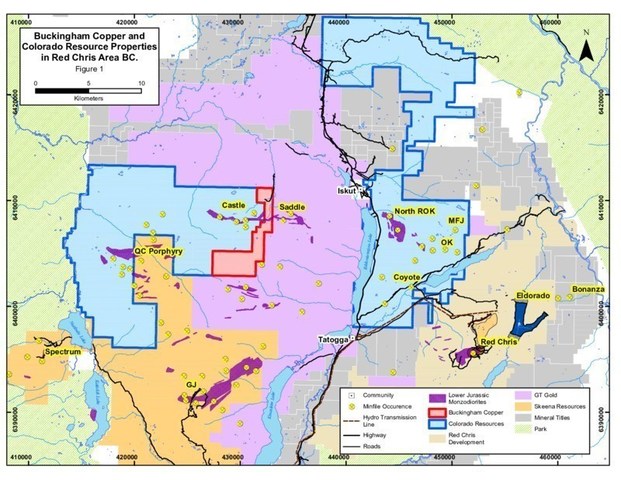 Buckingham Copper and Colorado Resources Properties in Red Chris Area BC- Figure 1 (CNW Group/Buckingham Copper Corp.)