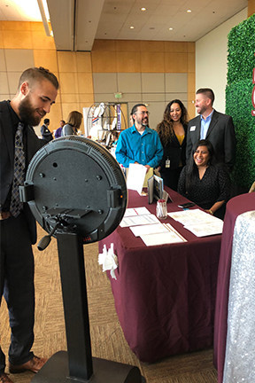 Guests love posing for pictures with the Robot Photo Booth