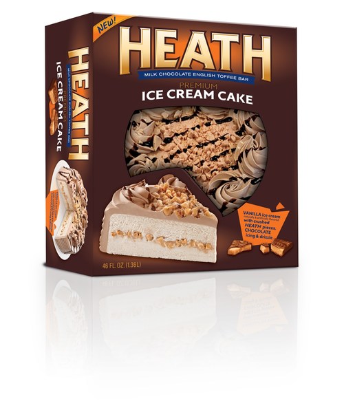 The NEW Heath Ice Cream Cake is now available in grocery stores for National Ice Cream Month. The dessert features crushed pieces of real HEATH Milk Chocolate English Toffee Bar layered between smooth vanilla ice cream, and is finished with chocolate whipped icing and HERSHEY’S chocolate syrup drizzle.
