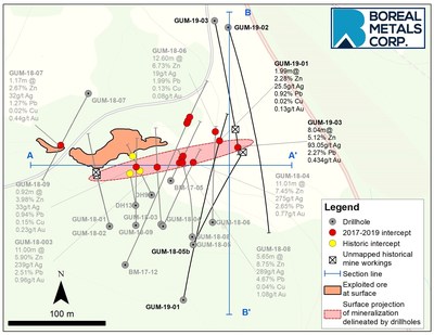 Figure 1. Östra Silvberg plan map drilling results (CNW Group/Boreal Metals)