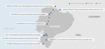 Figure 1. Salazar Resources Project Locations, Ecuador and Colombia (CNW Group/Salazar Resources Limited)