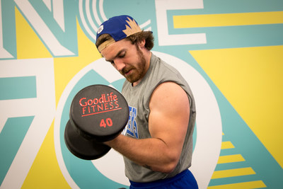 Fullback John Rush works out at a GoodLife Fitness Club, the new Official Fitness Club of the Winnpeg Blue Bombers (CNW Group/GoodLife Fitness)