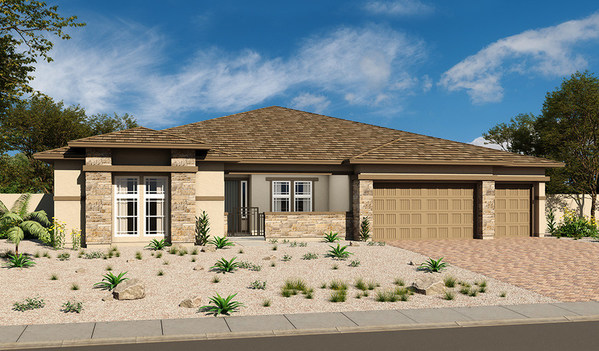 The ranch-style Robert plan at Scots Pine in Summerlin offers abundant curb appeal.