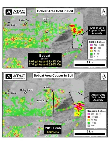 Bobcat Area Gold and Copper Geochem July 2019 (Fig. 2) (CNW Group/ATAC Resources Ltd.)