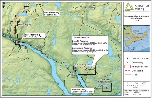 Goldboro Nova Scotia Map Anaconda Mining Expands Its Footprint In Eastern Nova Scotia; Identifies  Key Exploration Targets Proximal To Goldboro