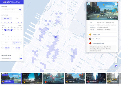 Nexar Live Map includes the option to filter for time and date.