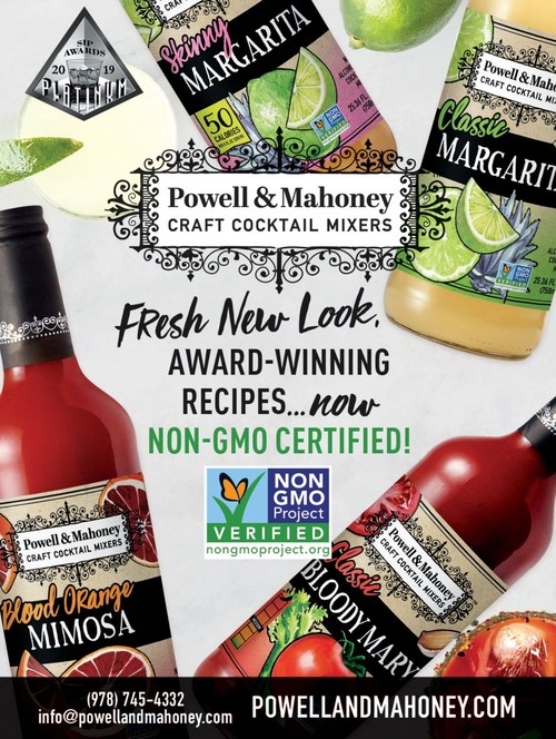 Powell & Mahoney Craft Cocktail Mixers announce new packaging, Non-GMO certification, and 2019 SIP Awards!