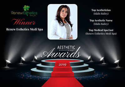Idalis Bailey, CEO of Renew Esthetics Medical Spa to Receive Prestigious Awards at the 2019 Aesthetic Everything&reg; Aesthetic and Cosmetic Medicine Awards