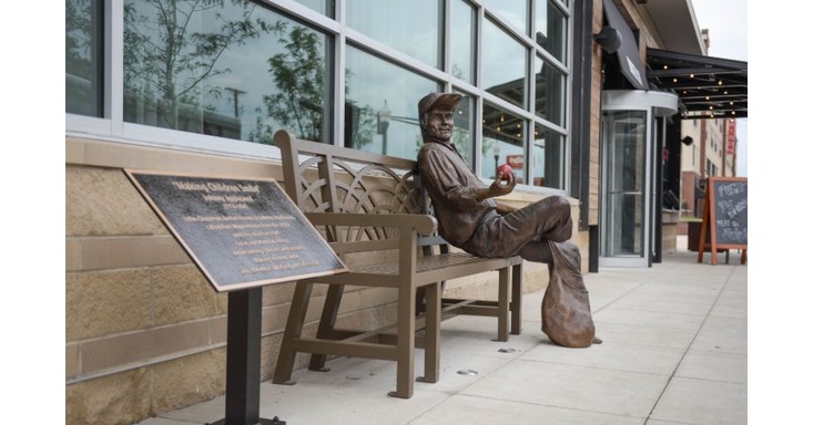 Johnny Appleseed Statue Checks-In Outside the New Hampton ...