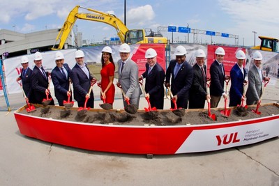 Groundbreaking ceremony to officially launch construction of the future Rseau express mtropolitain (REM) station at YUL Montral-Trudeau International Airport. (CNW Group/Aroports de Montral)
