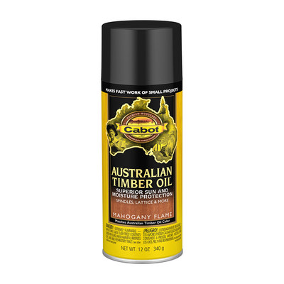 Cabot Australian Timber Oil aerosol makes it faster and easier than ever to stain and protect outdoor furniture or hard-to-reach wooden surfaces, providing a beautiful protective barrier against rain and sun.