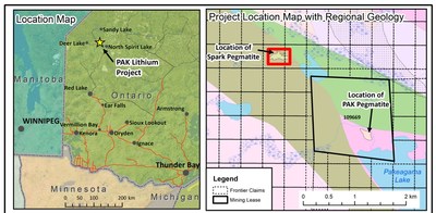 Spark Pegmatite location on the PAK Lithium Project on the Electric Avenue (CNW Group/Frontier Lithium Inc.)