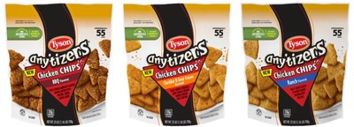Now available, Tyson Any’tizers Chicken Chips are perfect for nearly any snacking occasion. The crispiness and boldly-seasoned flavors – BBQ, Ranch, and Cheddar & Sour Cream – make these protein-packed snacks irresistible.