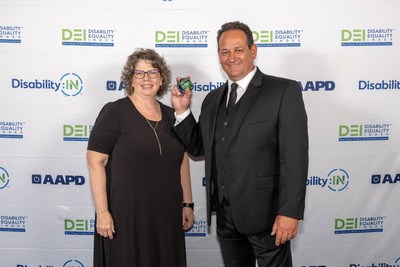 AVID Employee Resource Group members Bonnie Lewis and Menel Gregory accept the "Best Places to Work for Disability" award on behalf of Whirlpool Corporation