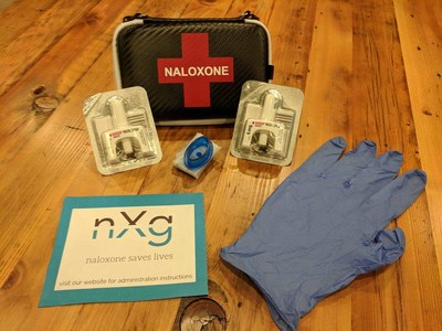 A Naloxone kit that can be purchased on Naloxone Exchange (includes case, 2 doses of Naloxone, gloves,card, mouth guard and gloves for CPR).