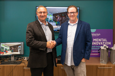 UK VR Therapy Pioneer - Oxford VR teams up with US National Mental Health Innovation Center. Pictured: Barnaby Perks - Oxford VR Co-founder & CEO and Matt Vogl - MPH, Executive Director. UK VR Therapy Pioneer - Oxford VR teams up with US National Mental Health Innovation Center. Pictured: Barnaby Perks - Oxford VR Co-founder & CEO and Matt Vogl - MPH, Executive Director.