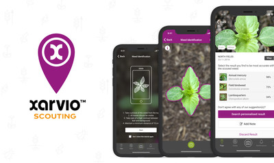 The xarvio Scouting app uses instant photo recognition to identify and map weed and disease threats in fields, allowing farmers to better control their crop production.