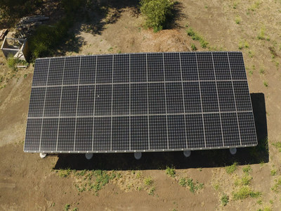 The SunPower by Stellar Solar ground-mount solar system powering the Hope2K9 Foundation