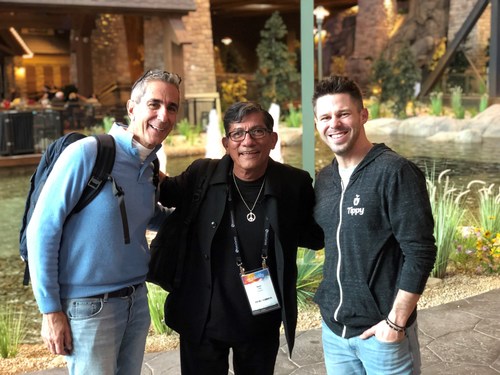CEO/President of Tippy David Tashjian, nationally acclaimed educator and Global Artistic Ambassador for Redken Sam Villa and Founder and CIO of Tippy Terry McKim at SalonCentric's National Sales Conference in Denver, CO in 2019.