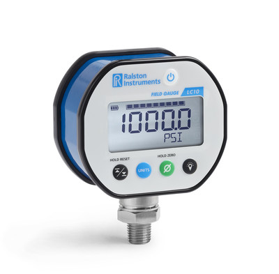 The Ralston Field Gauge LC10 digital pressure gauge is designed for hydraulic, pneumatic and compressed gas pressure tests and process monitoring. Available in full scale pressure ranges from 5psi through 10,000 psi, the Field Gauge LC10 includes FieldLab Desktop software for customization and direct data logging of pressure readings from a PC.