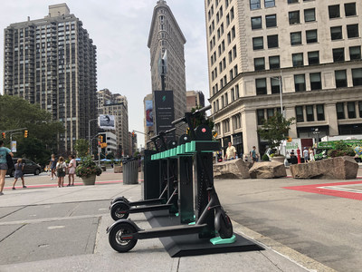 GetCharged, Inc. (“Charge”), a micromobility company dedicated to building the largest network of electric charging, storage, and service stations for e-scooters and e-bikes, today unveiled New York City’s first-of-its-kind docking station in Worth Square.