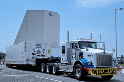 A truck transporting the first radar panel to Clear Air Force Station prepares to leave Lockheed Martin’s Moorestown, NJ, facility. Photo courtesy of Lockheed Martin. A truck transporting the first radar panel to Clear Air Force Station prepares to leave Lockheed Martin’s Moorestown, NJ, facility. Photo courtesy of Lockheed Martin.